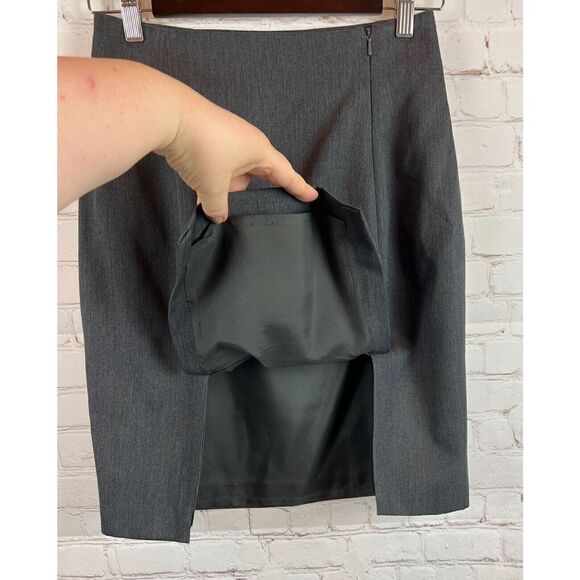 ANN TJIAN for KENAR gray wool lined twill straight pencil size 10 - Picture 6 of 8